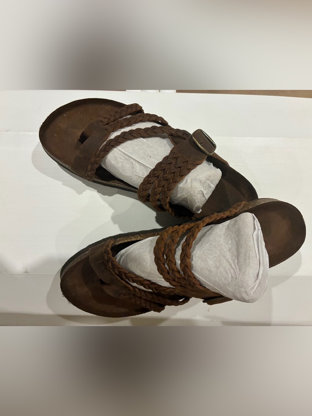 White Mountain Braided Strap Slide Sandals - Brown